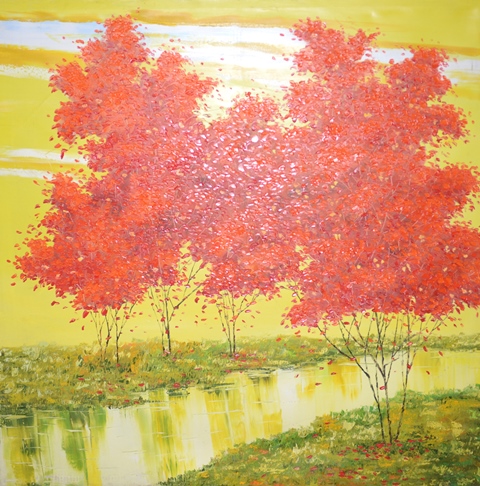 Tranh Sơn Dầu Lá Đỏ